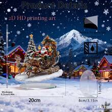 1 pezzo Statua in stile bohémien in acrilico di Babbo Natale e la sua slitta con renne, decorazione natalizia da tavolo multifunzionale per casa, ufficio e regali, include base - Multicolore - Visualizzare 7