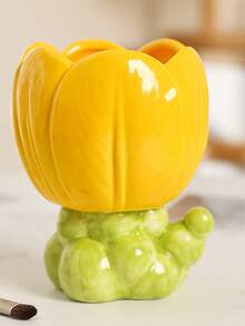 1 件化妆刷架，可爱化妆刷收纳杯，创意桌面收纳盒 - 小花 - 查看 5