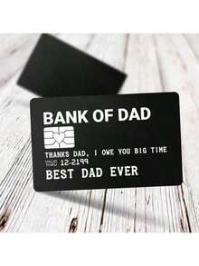1pc Man's Laser Engraved Aluminum Alloy Wallet Card BANK OF DAD Funny Keychain Accessories For Father Or Dad As Christmas Father's Day Gift Car Accessories Bag Charm Backpack For School Cute Goth Y2k Halloween Accessories Teachers Day Gift Ideas Bag Accessories Lanyards With Id Holder Car Accessories Bag Charms - Black and White - View 5