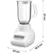 Licuadora Taurus Valencia ,7 Velocidades ( 4 velocidades y 3 pulsos ) vaso de vidrio con capacidad de 1.25 Litros , potencia de 450 watts, color blanca - Tipo de Enchufe A USA (110-127V) - Ver 4