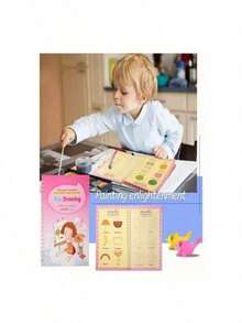 4 piezas empotrado tablero duro pluma práctica post,cuaderno reutilizable de ejercicios de escritura 3d ,con símbolos matemáticos y letras en inglés regalo educativo para niños para - Blanco y Negro - Ver 5