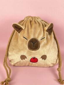 1 Stück süße Capybara Plüsch Bündel Tasche mit Kordelzug, kann Internetprominenz Delfin Schreibwaren aufheben, große Kapazität tragbare Aufbewahrungstasche