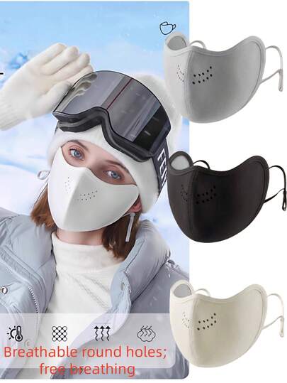 3 件套保暖羊毛面罩，防风防寒，时尚女士设计，厚实柔软，适合秋冬
