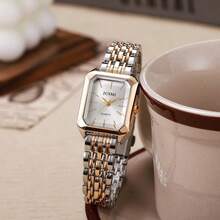 1 件女士时尚简约方形铆钉表圈石英表，适合日常搭配、生日、送给她的礼物、周年纪念、年终促销、光棍节、万圣节促销，无礼盒 - 銀色 - 查看 7