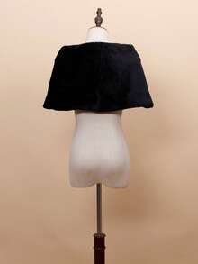 1 件简约优雅婚纱、新娘派对和日常穿着人造毛皮披肩 - 黑色 - 查看 2