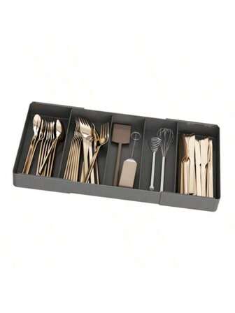 Expandable 5-Tier Cutlery Set, Easy To Organize Kitchen Knives, Forks And Spoons Cutlery Organiser, Kitchen Accessories