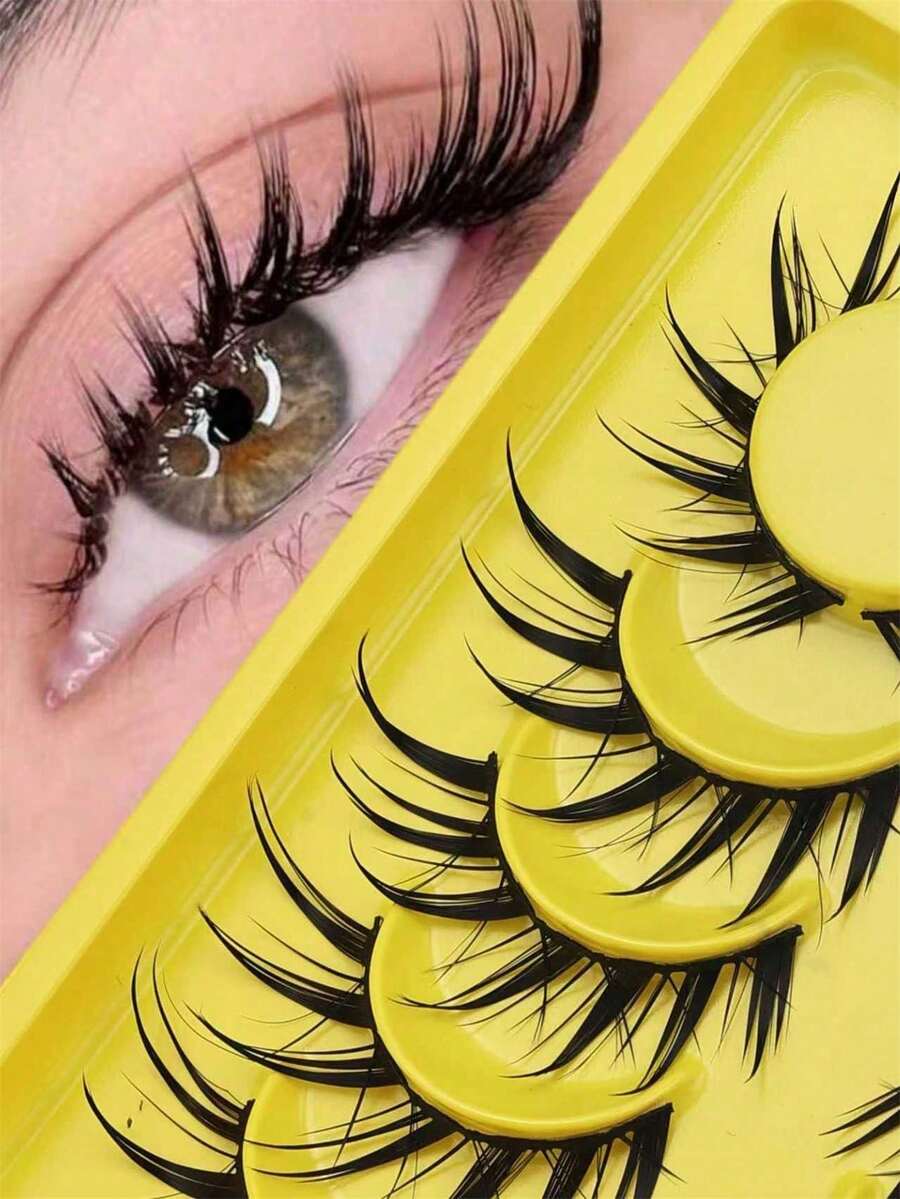 6对湿狐狸眼假睫毛动漫假睫毛角色扮演假睫毛浓密卷翘湿睫毛嫁接化妆工具适合作为圣诞礼物生日礼物母亲节礼物 - 彩色 - 查看 1