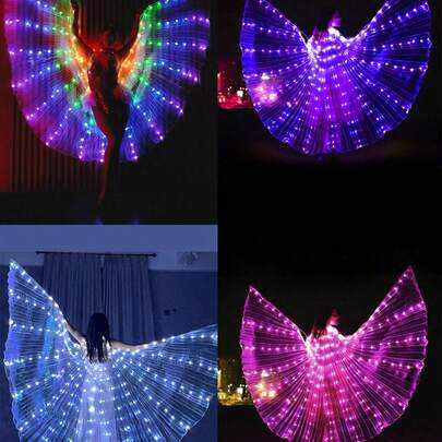 LED Luminous Wings Suitable For Stage Performance, Lighting Decor, Clothing Accessories, Holiday Gifts, Belly Dance Costumes, Festival Party Decor, Room & Home Decor, Theme Party Decor, Valentine's Day Decor, Also Applicable To Carnival Costumes And Performances