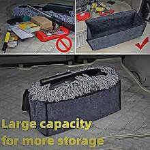 1pc Foldable Car Trunk Storage Organizer Bag, Gray Felt Material With Handle And Multiple Compartments, Portable Design For Tools, Bottles, Auto Accessories, Fits Most Vehicles - Black - View 5