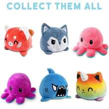 TeeTurtle - The Original Reversible Octopus Plushie - Yellow Happy + Pink Worried - Cute Sensory Fidget Stuffed Animals That Show Your Mood - MàuV - Xem 6