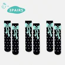 1/2/3/4/5 par skarpetek damskich do połowy łydki z kokardką, o prostym, ale eleganckim wzornictwie i właściwościach odprowadzania wilgoci. Delikatna kokardka zdobi kostkę, dodając odrobinę słodkiego uroku. Idealne na wiosnę i jesień. - Wielokolorowe - Zobacz 22