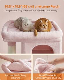 Feandrea Cat Tree, 39.8-Inch Cat Tower, XL, Cat Condo For Extra Large Cats Up To 44 Lb, Large Cat Perch, 2 Cat Caves, Scratching Post - Hồng - Xem 2