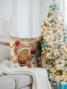 1 件圣诞装饰印花枕套，带有圣诞元素靠垫套、家居装饰、卧室装饰、节日装饰、派对装饰、圣诞枕头（不含枕芯）（单面印花）（无刺绣） - 彩色 - 查看 3