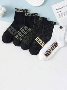5pcs/10pcs Multi-Color Versatile Fashionable Luxury Short Socks For Men, Spring/Summer - Multicolor - View 13