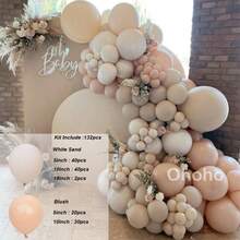 132pcs Cream Beige Balloon Garland Arch Kit Baby Shower Decor Blush Apricot Ballon Kids Birthday Decoration Wedding Engaged Baptism Party - As Picture - View 7
