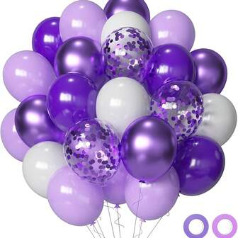 25/50pcs 10-Inch Lavender Purple Metallic Latex Balloons With Confetti, Suitable For Birthday, Bridal Shower, Wedding Party Decoration