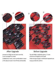 Extensii de păr sintetice lungi și drepte cu clips, 22 inch, 16 clipsuri, 220 g, clipsuri în perucă pentru temperaturi ridicate, pentru femei - Multicolor - Vizualizare 7