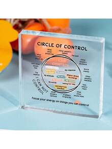 Suitable For Relaxing Office And Classroom Control Circle Acrylic Decoration - Inspirational Mental Health Art With 'I Can Control Design - Transparent PMMA Plaque For Living Room, Bedroom, Or School Decoration, Relaxing Office Decoration, Back To School, School Supplies - 白色 - 查看 2