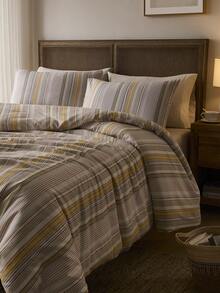 3pcs 100% Polyester Vintage Striped Duvet Cover Set, 2 Pillow Shams + 1 Duvet Cover (No Bed Sheet) - Multicolor - View 7