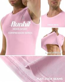 GYHSRunhit Sleeveless Compression Shirt Men Top Athletic Muscle Shirts Men - 淺粉色 - 查看 4