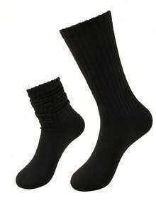 1/3/6 Pairs Women's Spring Fall Autumn Winter Slouch Knit Socks Slouchy Socks Women Scrunch Socks Women Scrunchie Socks Women Crew Socks Black, White & Gray Compression Socks Comfortable - Multicolor - View 6