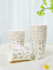 10/20/50 unidades, copo de papel de 9 onças, design floral natural, copo de banho consumível, copo para enxaguante bucal, copo de papel para amostra, copo consumível para beber, festa, casa e escritório, copo de recepção, amigo, copo de café expresso para o consumidor, água, suco, doces e salgadinhos, presente de ano novo, adequado para diferentes ocasiões