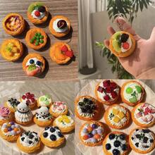 Looks So Real Imitation Egg Tart Key Chains Creative Fruit Food Keychain For Women Bag Pendant Novelty Funny Scene Decor Party Gift Fake Food Dessert