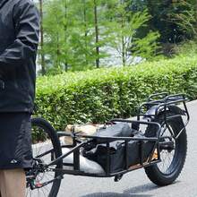 Remolque de carga para bicicletas, capacidad de carga de 70 libras, carro para bicicletas de servicio pesado, almacenamiento compacto y estructura de liberación rápida con enganche universal, ruedas de 20 pulgadas, se adapta a la mayoría de las ruedas de bicicleta, marco de acero al carbono - 70 libras - Ver 9