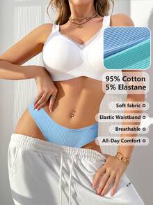 12 Packs Random Color Packaging Of Women's Briefs,  Solid Color Simple Ribbed  Soft, Stretchy And Breathable Women's Knitted Panties, Available In A Variety Of Colors And Sizes From S To XXL, Suitable For Comfortable And Casual Wear - Màu sắc ngẫu nhiên - Xem 10