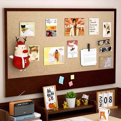 Tablero de fieltro rectangular grande de 75 x 50,7 cm, tablero de exhibición de fotos de uso múltiple, tablero de boletines para oficina y hogar, sin necesidad de taladrar, adecuado para el hogar, el estudio, el trabajo, la decoración navideña y de Año Nuevo, exhibición de fotos, tablero de mensajes, útiles escolares, decoración de fiestas festivas, regalo de Navidad y Año Nuevo