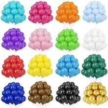50 pièces Ensemble de ballons en latex de couleur unie multicolore, avec une large gamme de couleurs incluant le rose, le bleu, le vert, le rouge, l'or, le noir, le blanc, l'orange, le jaune, etc. Convient pour Noël, anniversaires, mariages, fiançailles, remises de diplômes, enterrements de vie de garçon, rassemblements de fête, baptêmes, décorations photographiques, décors de fête, arches et guirlandes de ballons DIY et autres scènes. - Multicolore - Voir 2