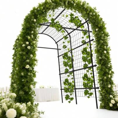 mteryoing Garden Arch Trellis With 7/9 Pipes, 7.5Ft Tall Metal Garden Trellis With Netting For Climbing Plants, Vegetables, Flowers, Outdoor Pergola Arbor Wedding Party Decoration