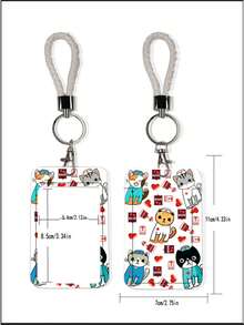 1 Set Cute Cat Print Fashion Personalized Cartoon Pull-Tab Keychain Pendant, Student Wristband Card Holder, Women Card Holder, ID Bus Protection Cover, Student Campus Card Protection Cover - Multicolor - View 6