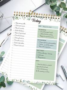 BUBU 1本螺旋装订每日计划笔记本 - 无日期目标规划本，带小时日程表，可撕页，文具办公及学习用品，返校必备 - 彩色 - 查看 10