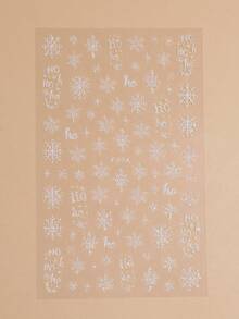2片装闪亮白色雪花圣诞美甲贴纸，冬季雪景HOHO字母糖粉雪花美甲贴，圣诞新年美甲设计装饰，美甲用品 - 彩色 - 查看 9