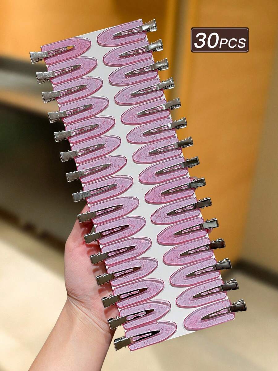 30个装女士透明紫色发夹，简约风格，小巧精致，鳄鱼夹设计，女士发饰，发夹，度假配饰，适合日常休闲和户外佩戴，发饰，女士配饰，发卡，发夹，头部配饰，发卡