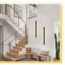 30CM/60CM/100CM LED 壁灯 - 现代黑色室内壁灯，适用于走廊、楼梯和卧室，31W 暖白光照明 - 黑色 - 查看 7