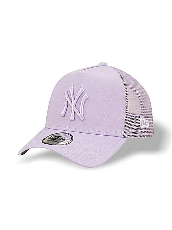 New Era Tonal Mesh Trucker Yankees Baseball Cap Casual Adjustable Lightweight Breathable Mesh Logo Outdoor Unisex Purple 60298760