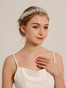 1pc Acrylic Beaded Headband, Handmade Elegant Bridal Hair Accessory, Luxury Women's Decorative Hairpiece, Anniversary Gift