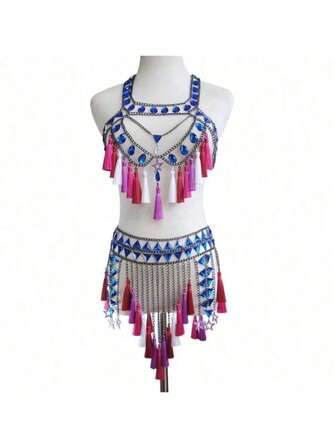 New Handmade Acrylic Tassel Waist Chain & Body Chain Set, For Women