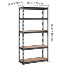 Storage Shelving Unit, 5-Tier Adjustable, 2000 Lbs Capacity, Heavy Duty Garage Shelves Metal Organizer Utility Rack - Black - 黑色 - 查看 7