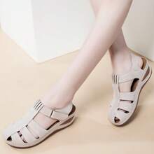 Women's Summer Platform Sandals With Closed Toe & Hollow Cut-Outs | Chunky Sole Wedge Heel For All-Day Comfort | Breathable & Supportive For Work Commutes, Office Wear, And City Travel | Stylish Walking Sandals For Everyday Use.Womsummer Shoesen's Apricot Sandals.Sandalias De Mujer,Summer Shoes,Wedge Heels,Sandals For Women Vacation,Beach Sandals For Women. - 杏色 - 查看 6
