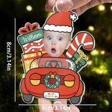 1pc Acrylic Christmas Tree Pendant, Custom Photo & Name -Cartoon Car Design – Home, Office, Entryway, Classroom, Winter-Birthday, Halloween, Thanksgiving, Christmas-Eve, New-Year Party; Gift For Friend, Lover, Holiday Keepsake - Multicolor 1 - View 5