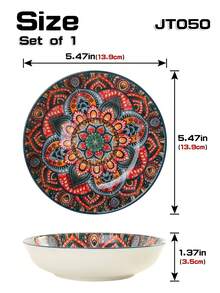 1/2/4pcs Ceramic Round Plate, Available In Orange/Red/Blue/Green, Suitable For Restaurant And Home Use