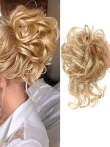 Synthetic Messy Curly Claw Hair Bun Chignon Hair Extensions Scrunchy Fake False Brown Black Hair With Tail For Women Hairpieces - Multicolor - View 20