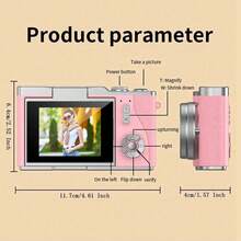 18X Optical Zoom Digital Camera, 2.4" High-Definition Rotating Screen, Video Creative Compact Digital Camera, Student Use, CCD Camera, Free DIY Crystal Sticker - LK007 Purple + Crystal Sticker - View 11