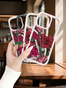 Vintage-Handyhülle mit rotem Rosenblumen-Gravurmuster, romantischer, eleganter Stil, Blumendruck, Premium-Schutzhülle für den täglichen Gebrauch, kompatibel mit iPhone 17promax/17pro/17/17Air/16promax/16pro/16plus/16/15promax/15pro/15plus/15/14promax/14pro/14plus/14/13promax/13pro/13/12promax/12pro/12/11promax/11