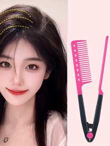 3 piezas/1 pieza Cepillo volumizador de raíces, Peine para peinado unisex, Cepillo de cabello de doble uso para rizar y alisar flequillos en forma de V, Herramienta portátil para peinado en el hogar