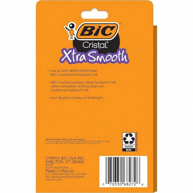BIC Cristal Xtra Smooth Ballpoint Pen Medium Point 1.0mm Black For Everyday Writing Activities 10Countgift - Black - View 4
