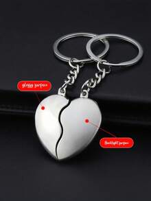 Custom Couple Keychains Personalized Engraved Heart Keyring Matching Magnetic Lovers Keychain Valentines Birthday Anniversary - Multicolor - View 4